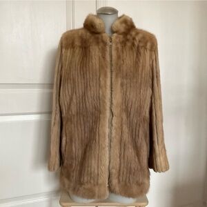 1950s Vintage Mink Fur Coat Norjean Brown Mid Length Large
